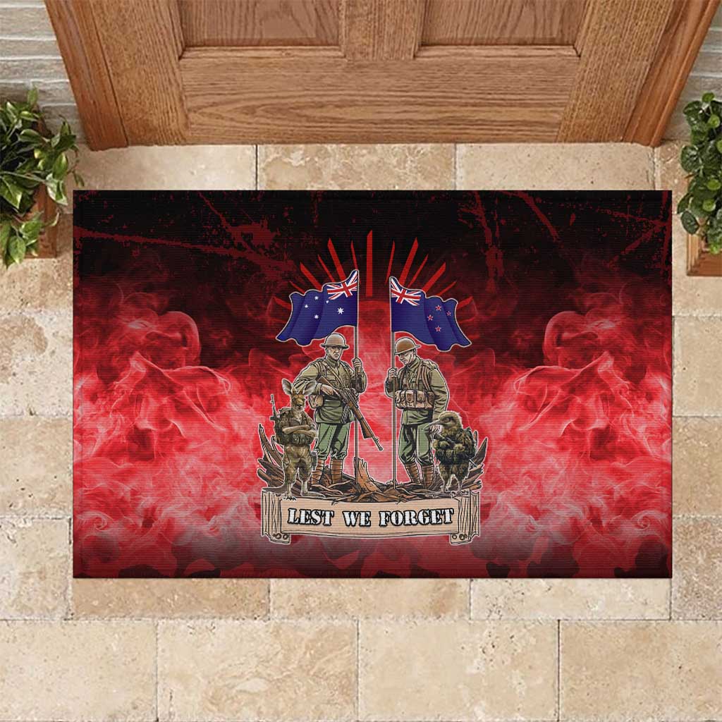 Australia And New Zealand ANZAC Day Rubber Doormat Soldiers Lest We Forget