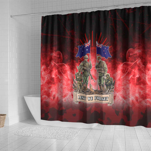 Australia And New Zealand ANZAC Day Shower Curtain Soldiers Lest We Forget