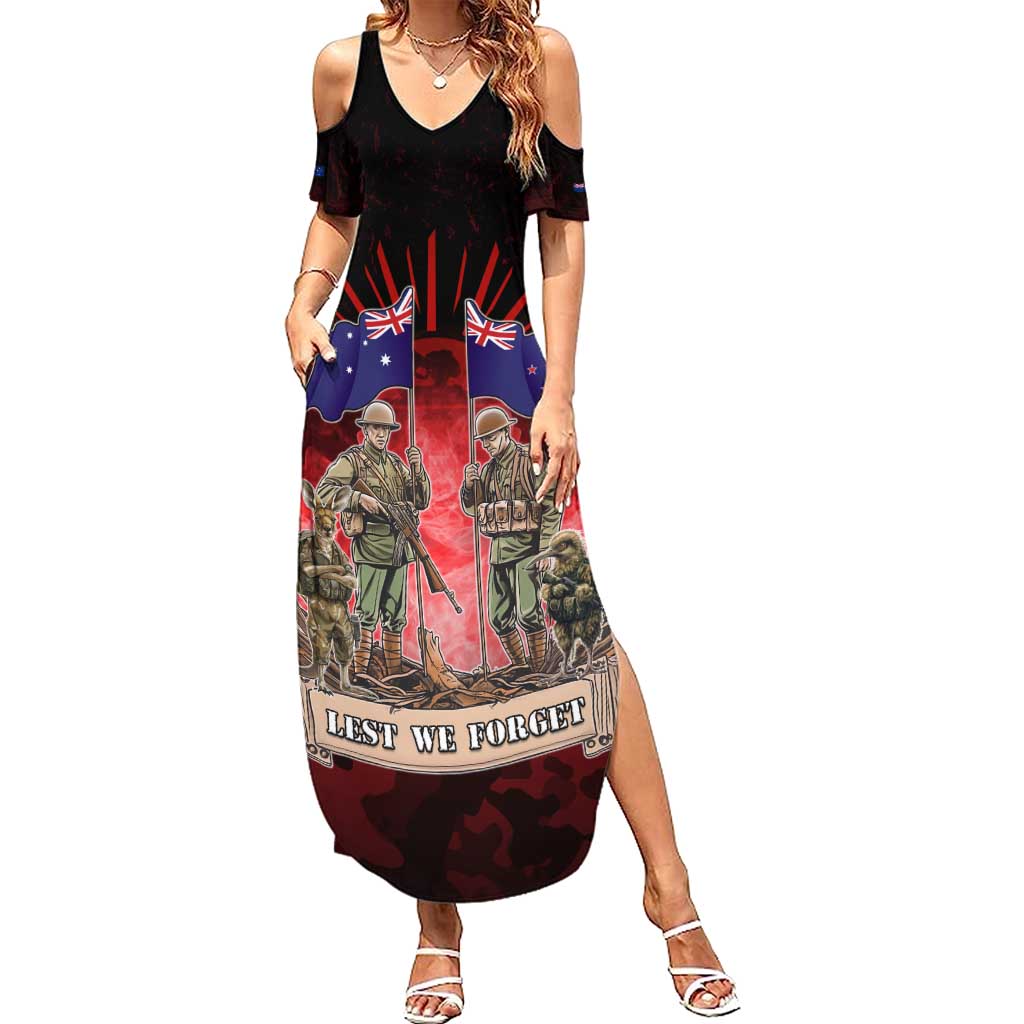 Australia And New Zealand ANZAC Day Summer Maxi Dress Soldiers Lest We Forget