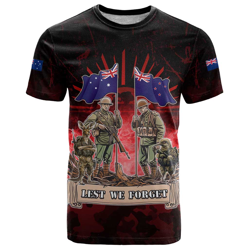 Australia And New Zealand ANZAC Day T Shirt Soldiers Lest We Forget