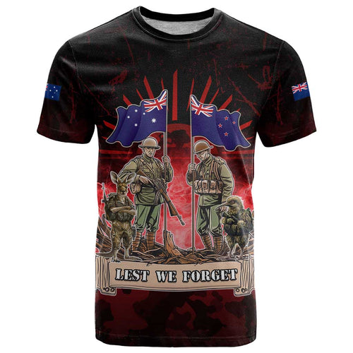 Australia And New Zealand ANZAC Day T Shirt Soldiers Lest We Forget