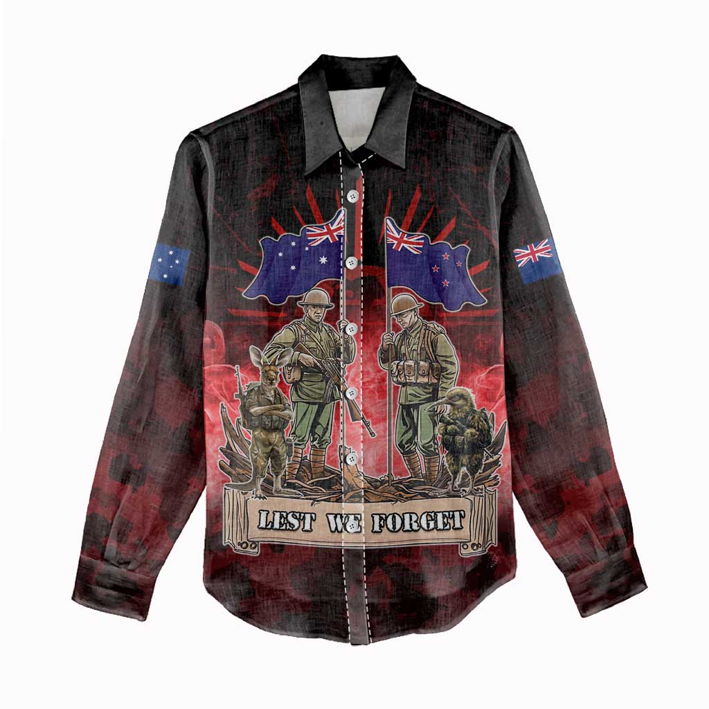 Australia And New Zealand ANZAC Day Women Casual Shirt Soldiers Lest We Forget LT05