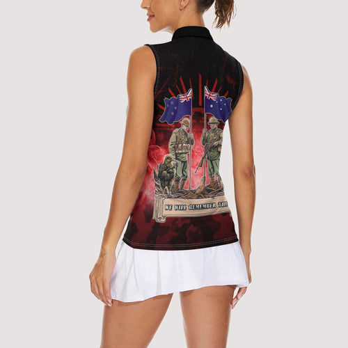 Australia And New Zealand ANZAC Day Women Sleeveless Polo Shirt Soldiers Lest We Forget