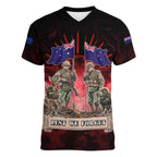 Australia And New Zealand ANZAC Day Women V-Neck T-Shirt Soldiers Lest We Forget