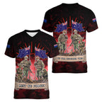 Australia And New Zealand ANZAC Day Women V-Neck T-Shirt Soldiers Lest We Forget