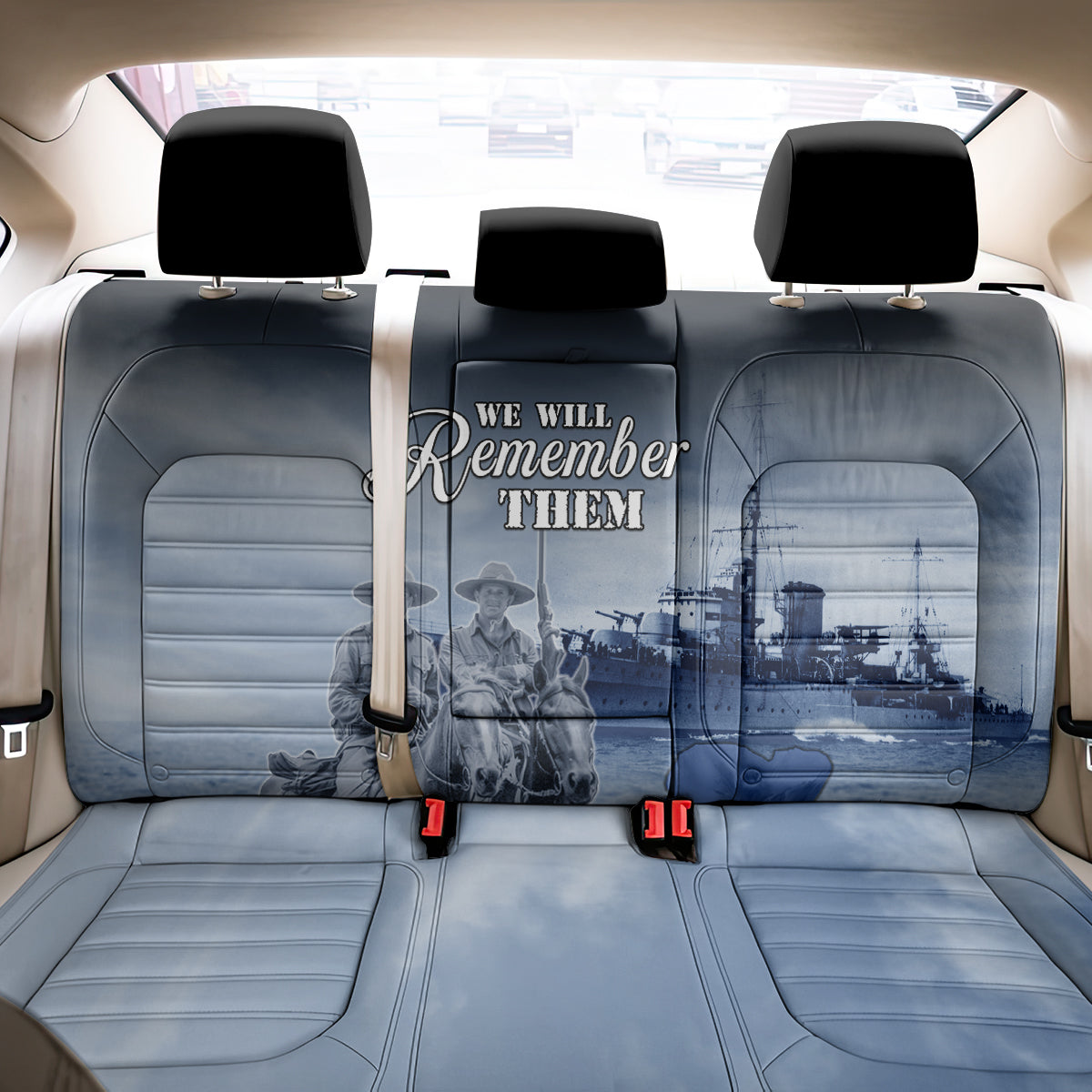 New Zealand ANZAC Day Back Car Seat Cover HMNZS Achilles We Will Remember Them