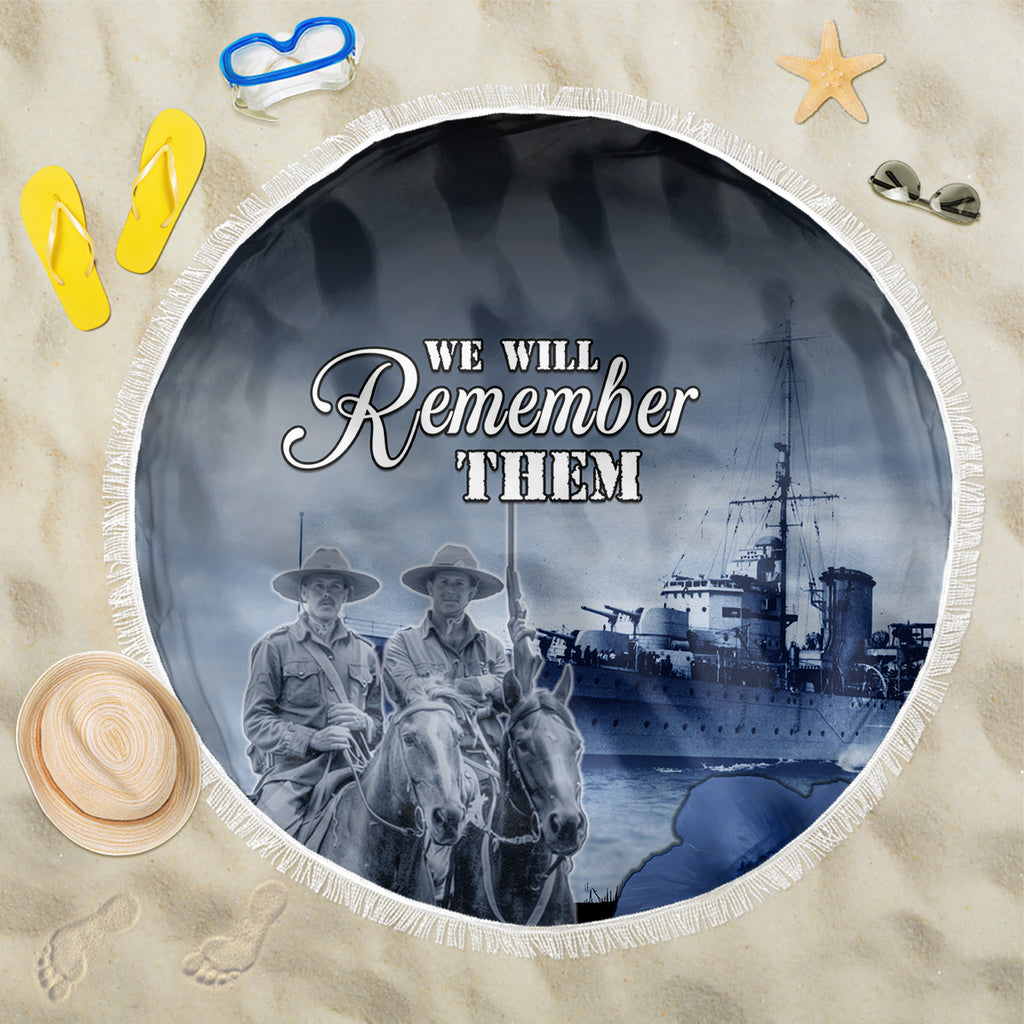 New Zealand ANZAC Day Beach Blanket HMNZS Achilles We Will Remember Them