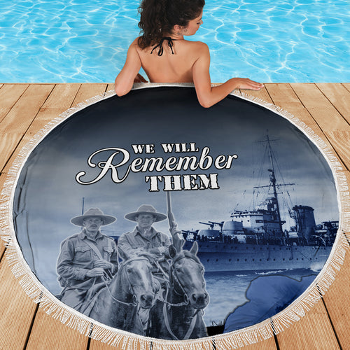 New Zealand ANZAC Day Beach Blanket HMNZS Achilles We Will Remember Them