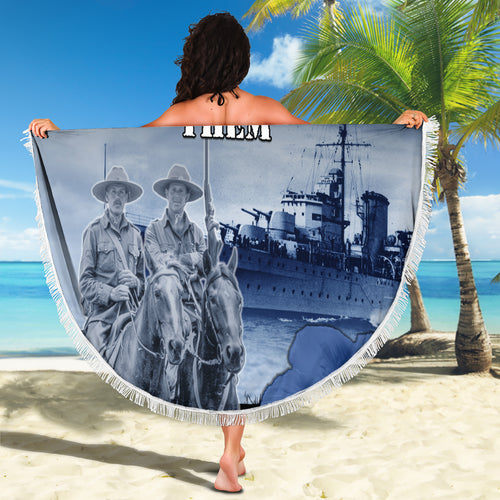 New Zealand ANZAC Day Beach Blanket HMNZS Achilles We Will Remember Them