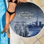 New Zealand ANZAC Day Beach Blanket HMNZS Achilles We Will Remember Them