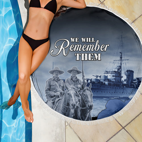 New Zealand ANZAC Day Beach Blanket HMNZS Achilles We Will Remember Them