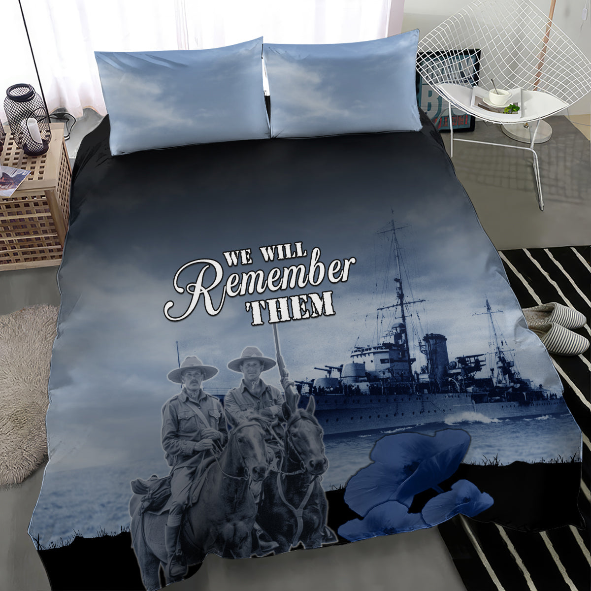 New Zealand ANZAC Day Bedding Set HMNZS Achilles We Will Remember Them