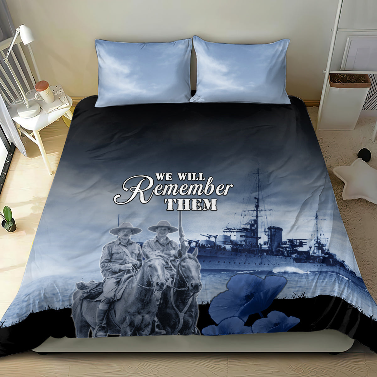 New Zealand ANZAC Day Bedding Set HMNZS Achilles We Will Remember Them
