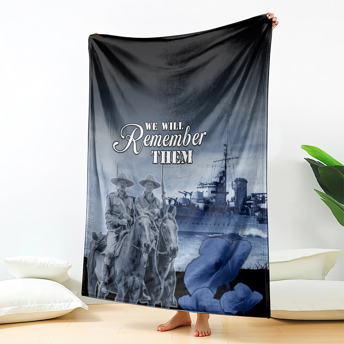 New Zealand ANZAC Day Blanket HMNZS Achilles We Will Remember Them