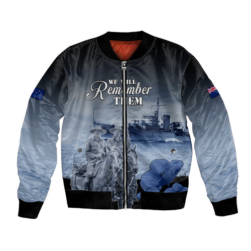 New Zealand ANZAC Day Bomber Jacket HMNZS Achilles We Will Remember Them