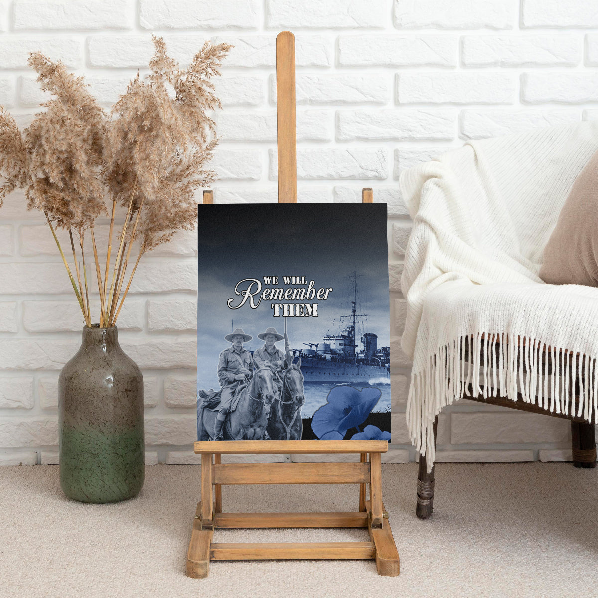 New Zealand ANZAC Day Canvas Wall Art HMNZS Achilles We Will Remember Them