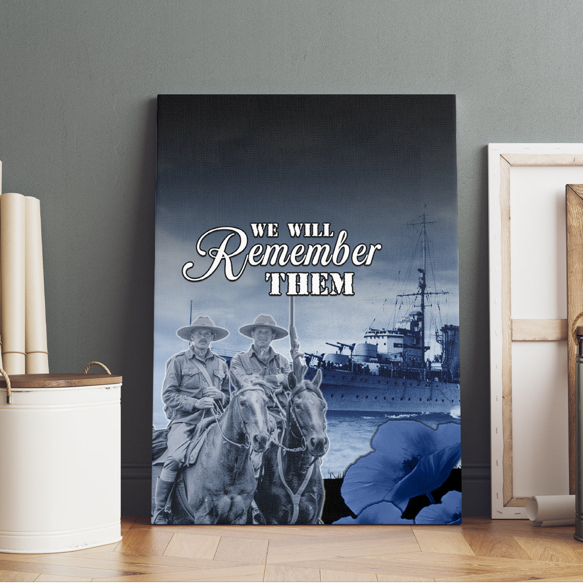 New Zealand ANZAC Day Canvas Wall Art HMNZS Achilles We Will Remember Them