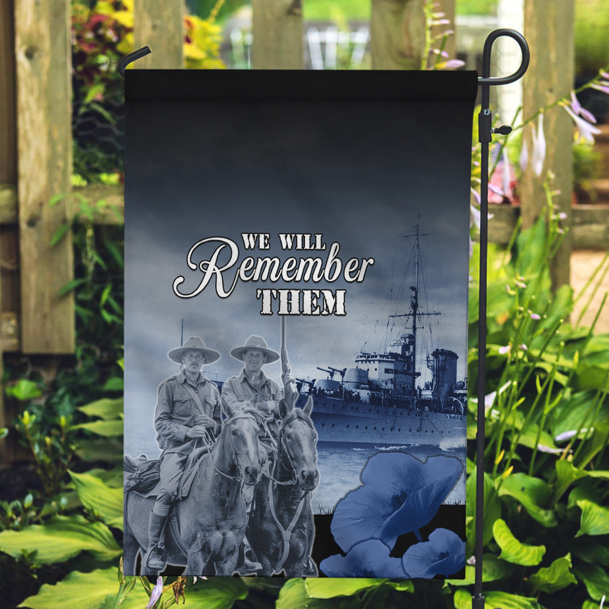 New Zealand ANZAC Day Garden Flag HMNZS Achilles We Will Remember Them