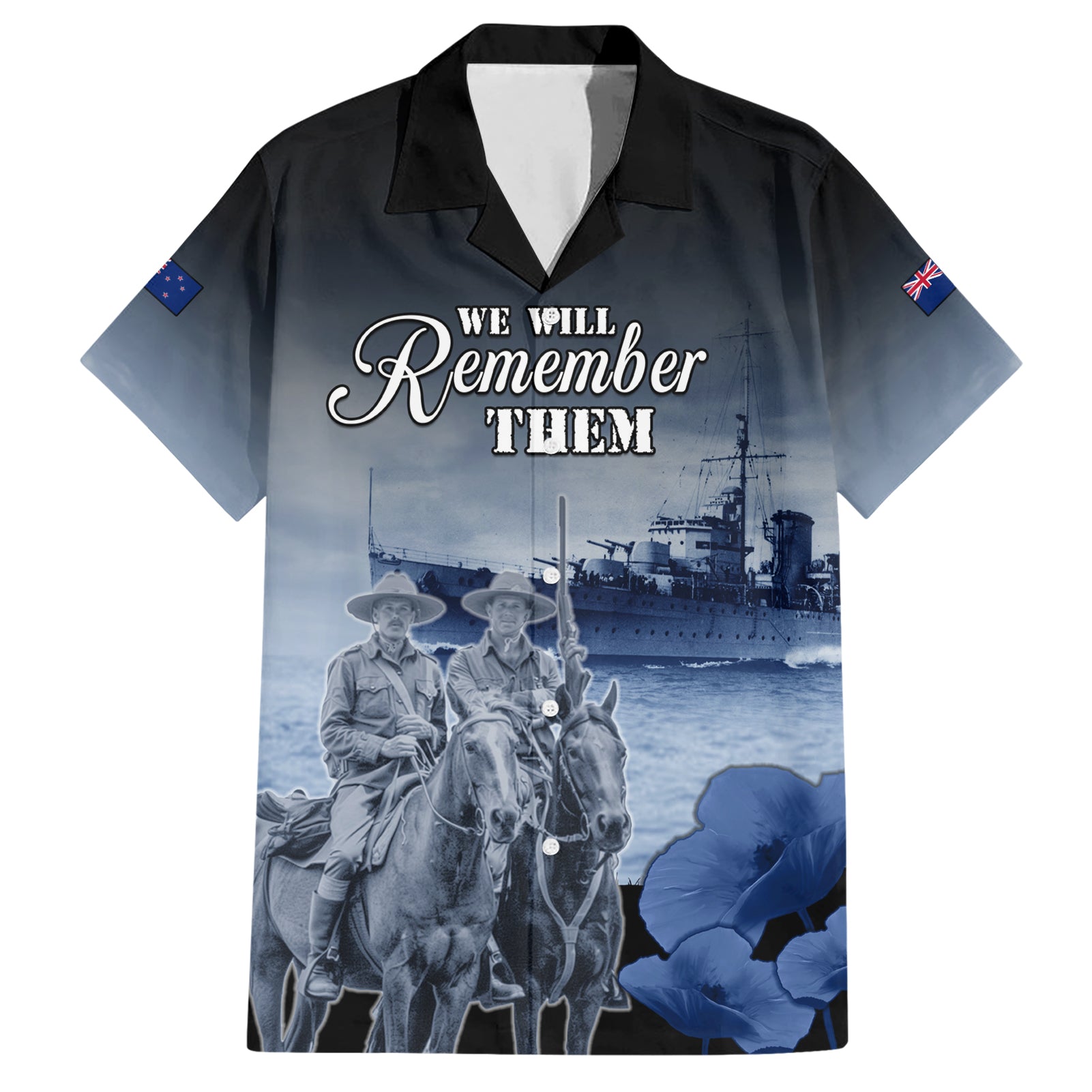New Zealand ANZAC Day Hawaiian Shirt HMNZS Achilles We Will Remember Them