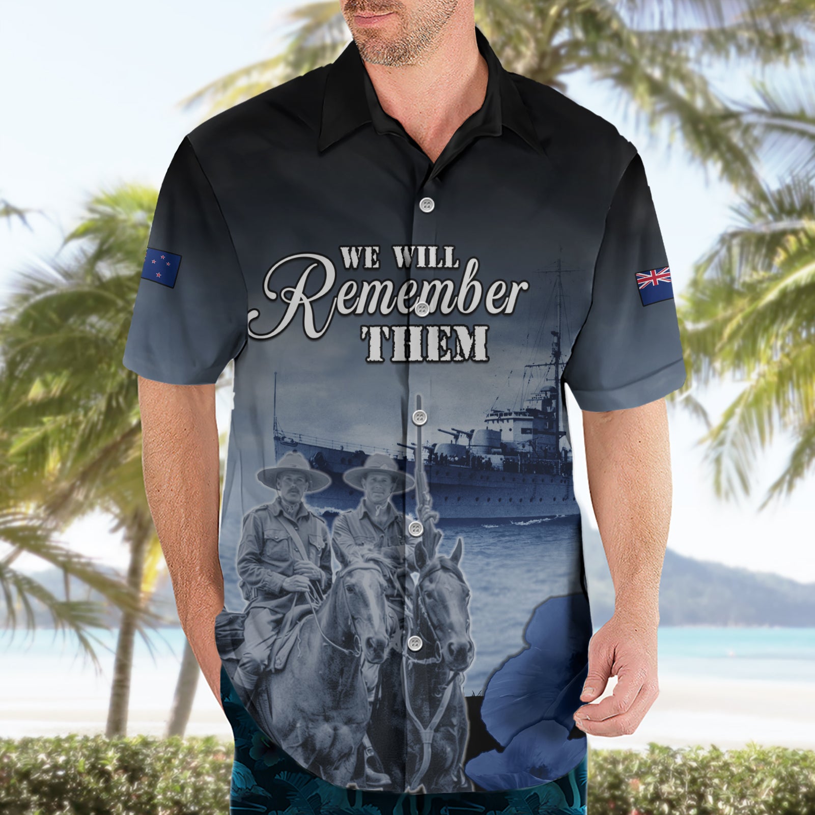 New Zealand ANZAC Day Hawaiian Shirt HMNZS Achilles We Will Remember Them