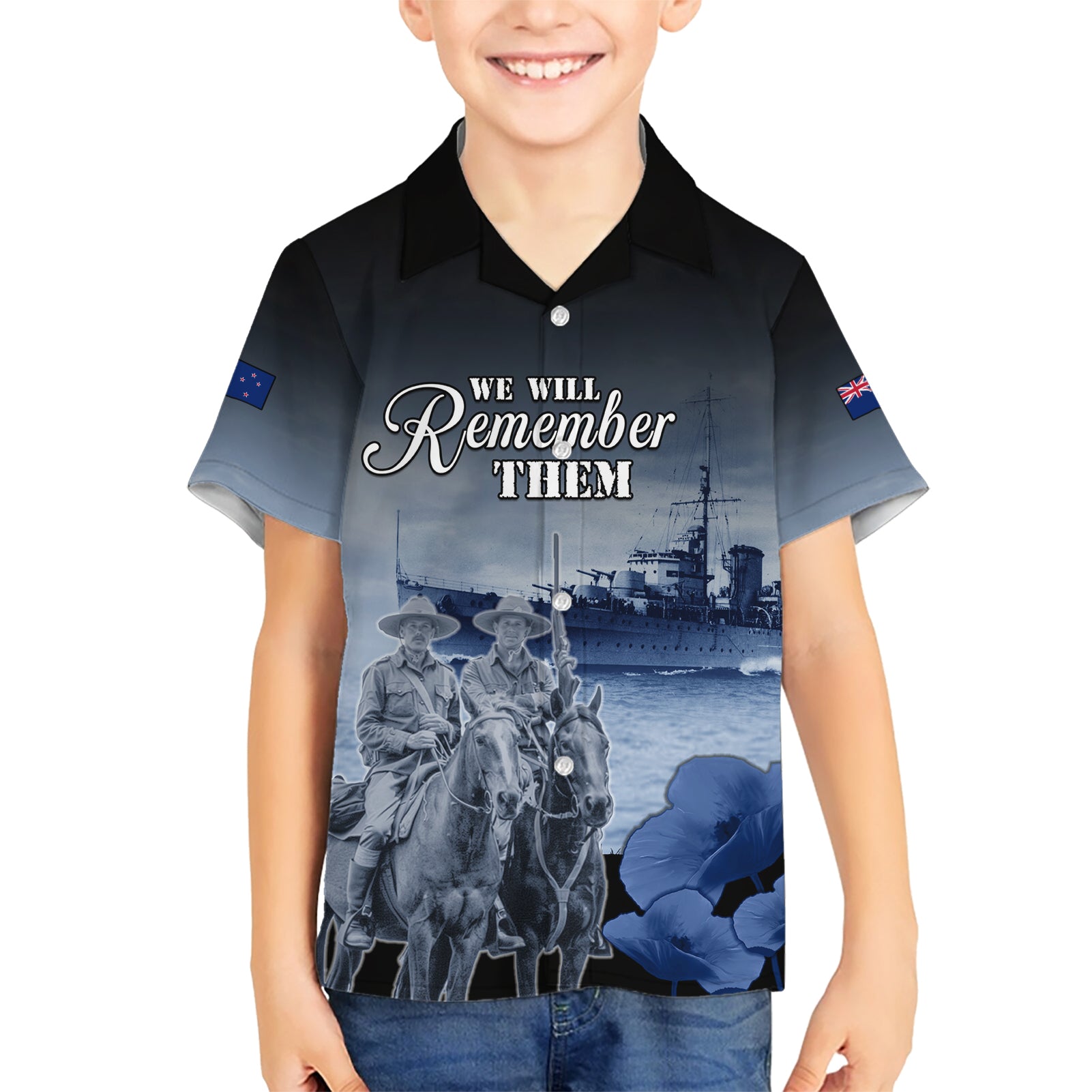 New Zealand ANZAC Day Hawaiian Shirt HMNZS Achilles We Will Remember Them