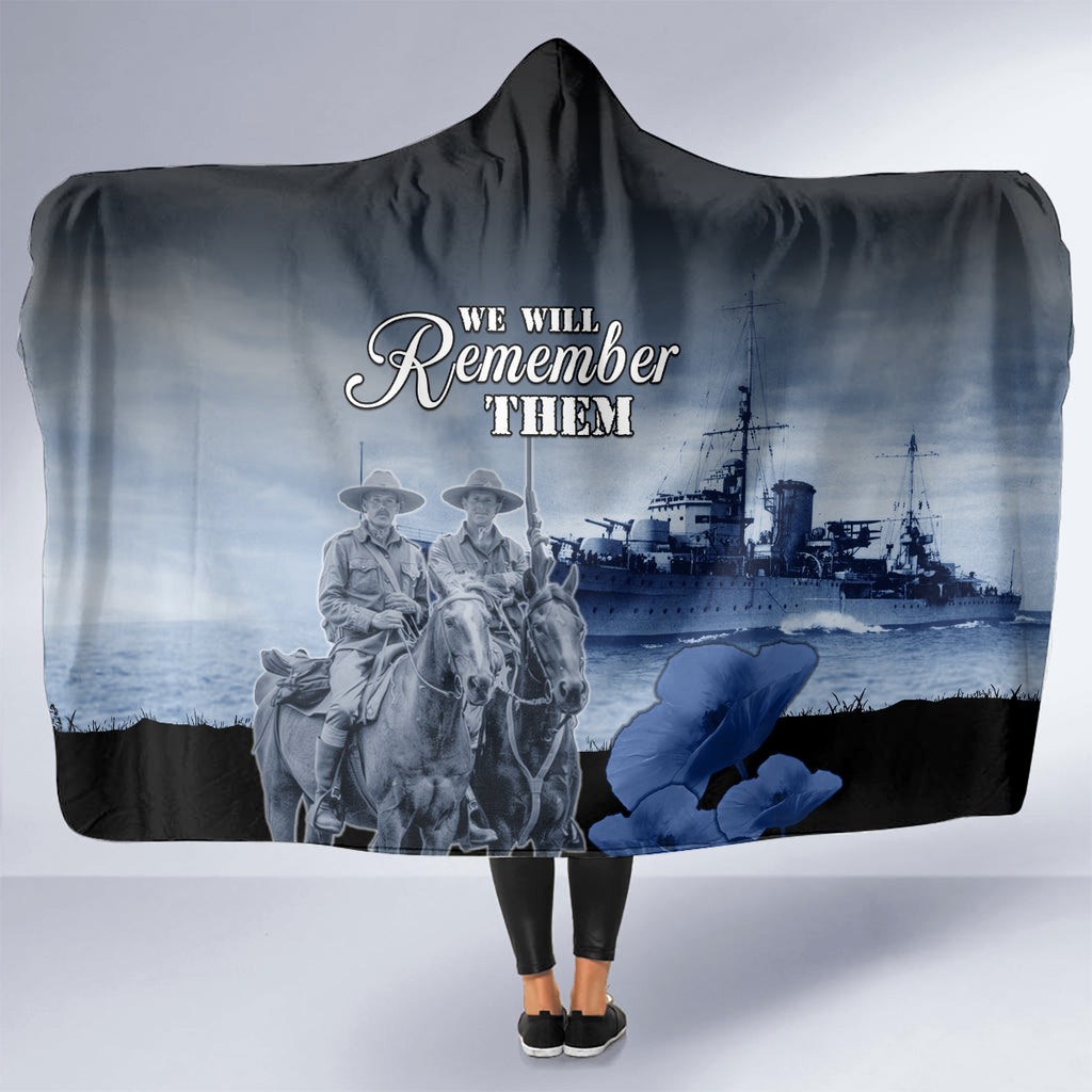 New Zealand ANZAC Day Hooded Blanket HMNZS Achilles We Will Remember Them