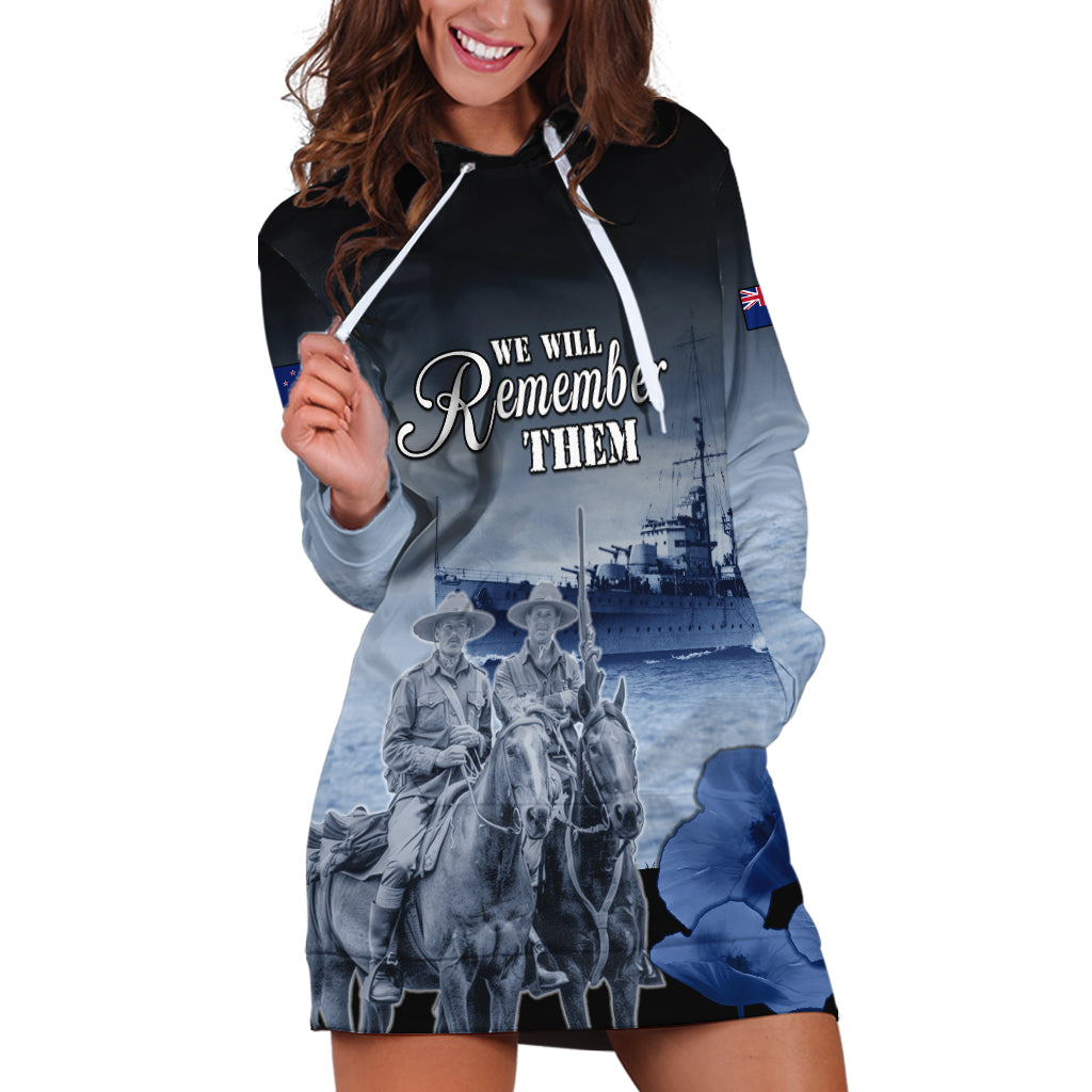 New Zealand ANZAC Day Hoodie Dress HMNZS Achilles We Will Remember Them
