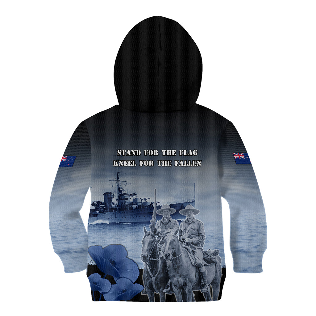 New Zealand ANZAC Day Kid Hoodie HMNZS Achilles We Will Remember Them