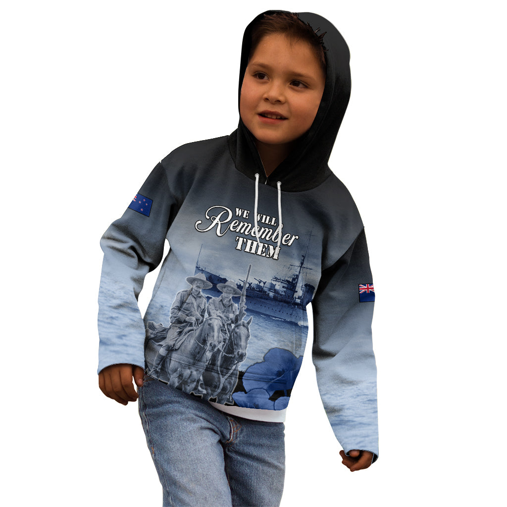 New Zealand ANZAC Day Kid Hoodie HMNZS Achilles We Will Remember Them