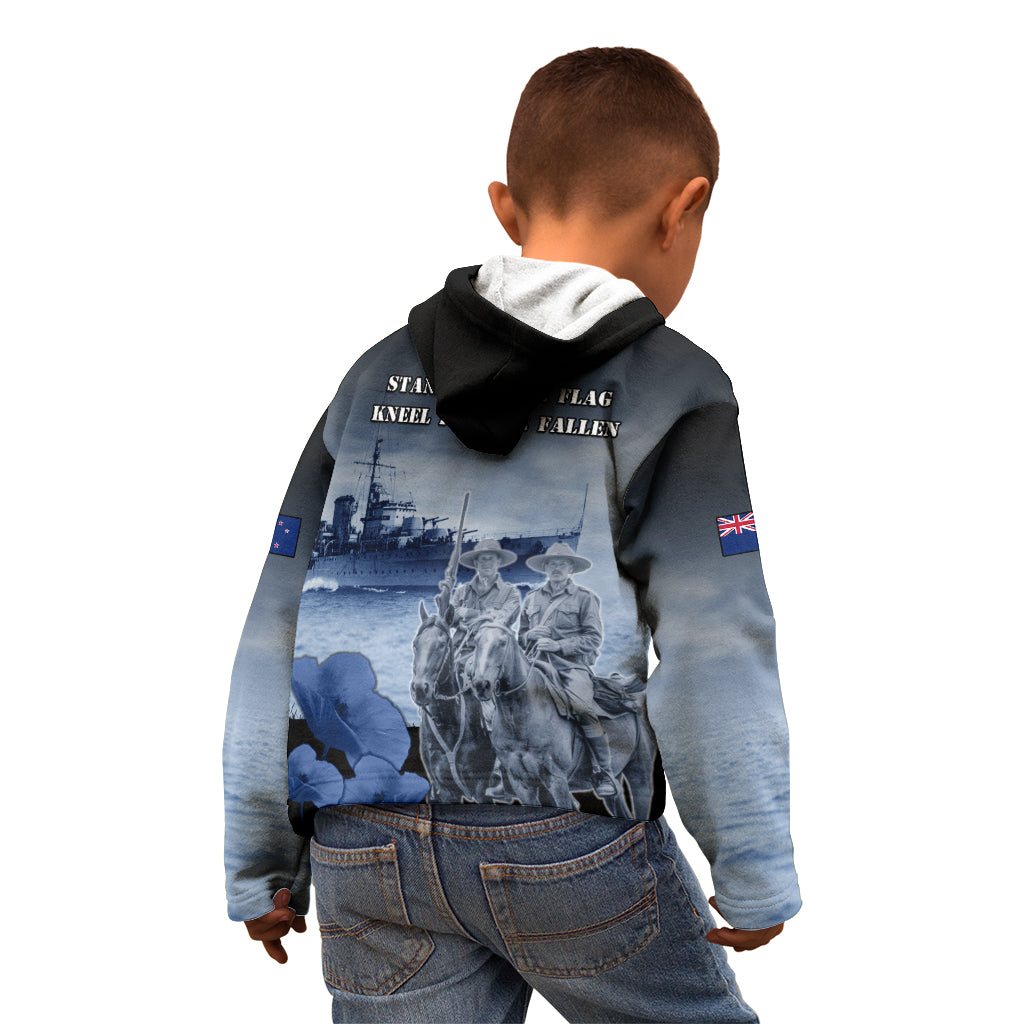 New Zealand ANZAC Day Kid Hoodie HMNZS Achilles We Will Remember Them