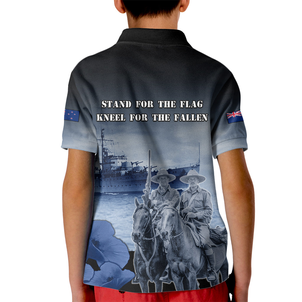 New Zealand ANZAC Day Kid Polo Shirt HMNZS Achilles We Will Remember Them