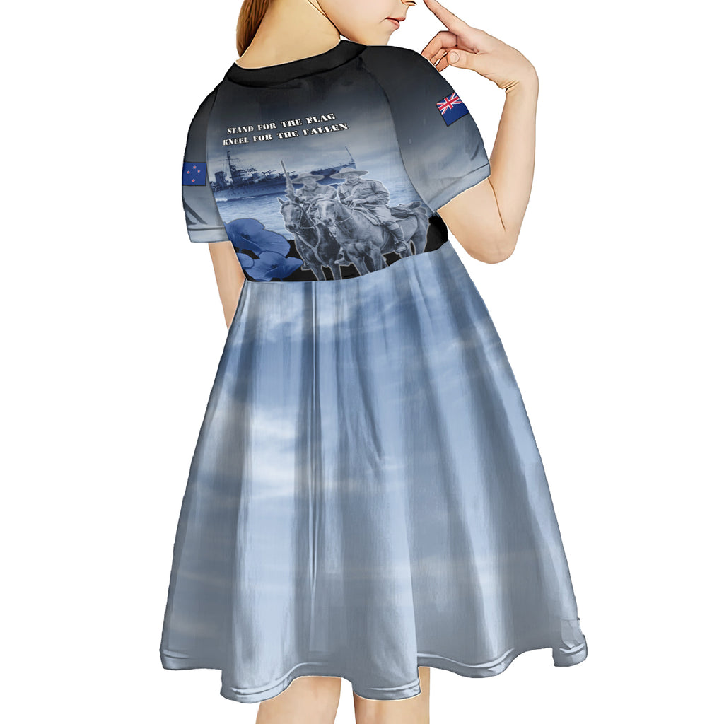 New Zealand ANZAC Day Kid Short Sleeve Dress HMNZS Achilles We Will Remember Them