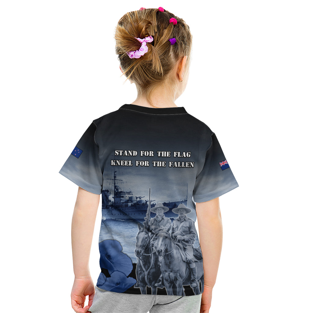 New Zealand ANZAC Day Kid T Shirt HMNZS Achilles We Will Remember Them