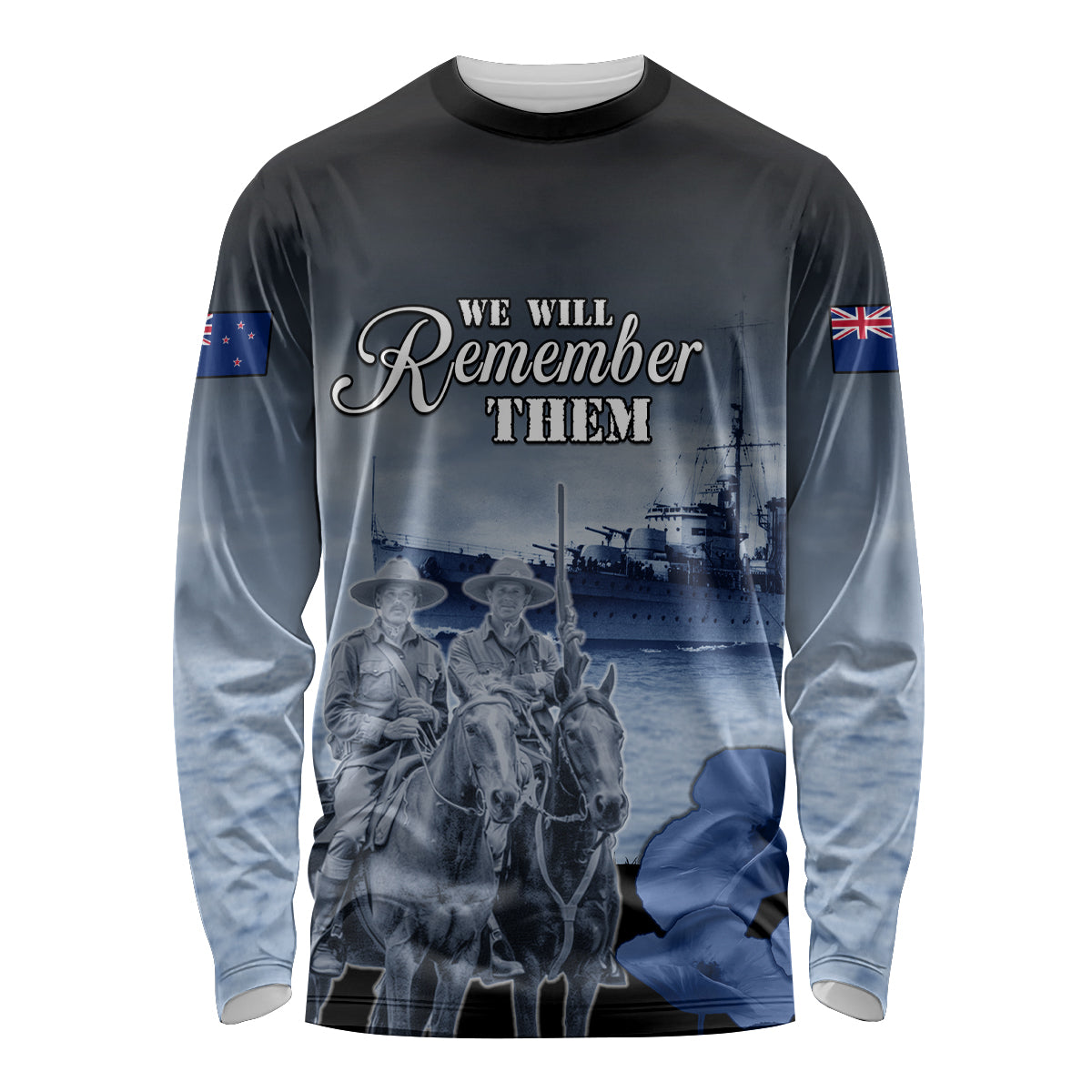 New Zealand ANZAC Day Long Sleeve Shirt HMNZS Achilles We Will Remember Them