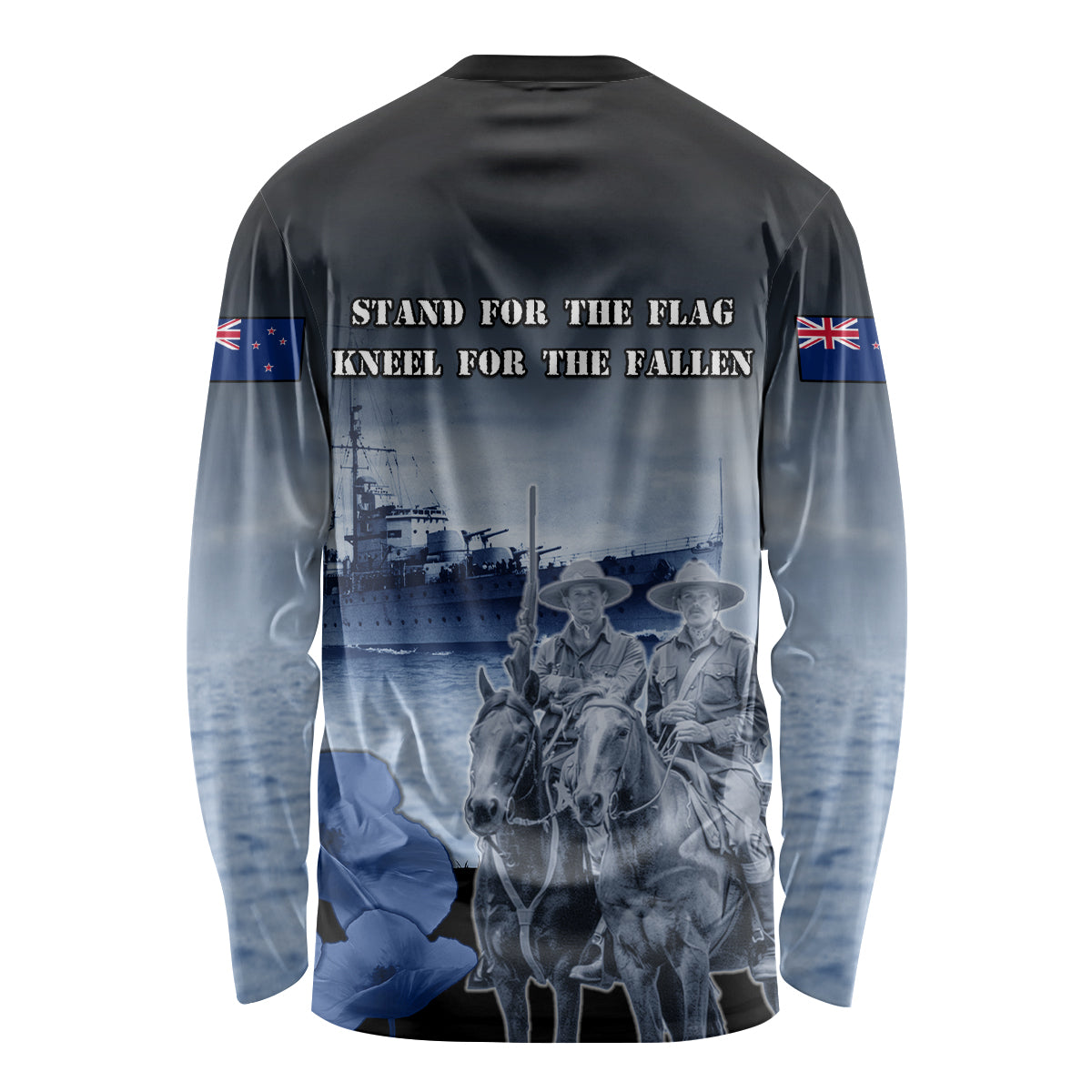 New Zealand ANZAC Day Long Sleeve Shirt HMNZS Achilles We Will Remember Them