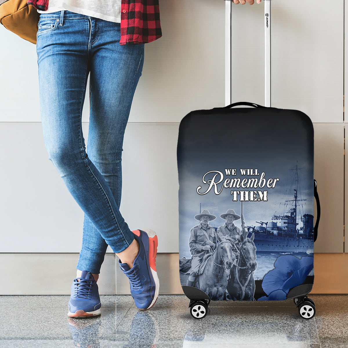 New Zealand ANZAC Day Luggage Cover HMNZS Achilles We Will Remember Them