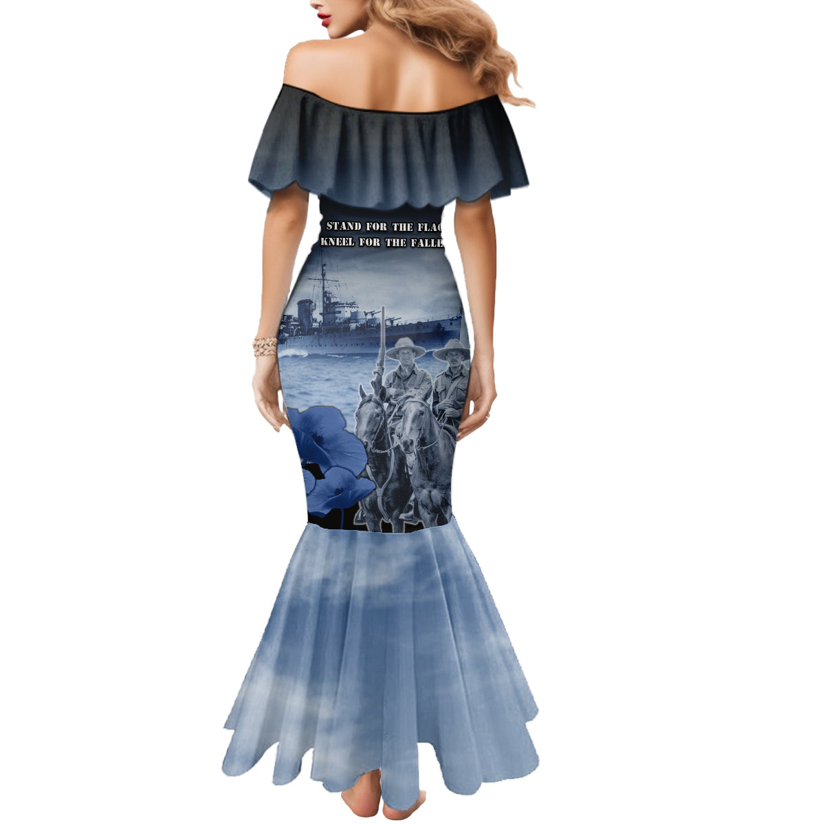 New Zealand ANZAC Day Mermaid Dress HMNZS Achilles We Will Remember Them