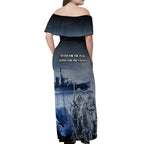 New Zealand ANZAC Day Off Shoulder Maxi Dress HMNZS Achilles We Will Remember Them