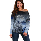 New Zealand ANZAC Day Off Shoulder Sweater HMNZS Achilles We Will Remember Them