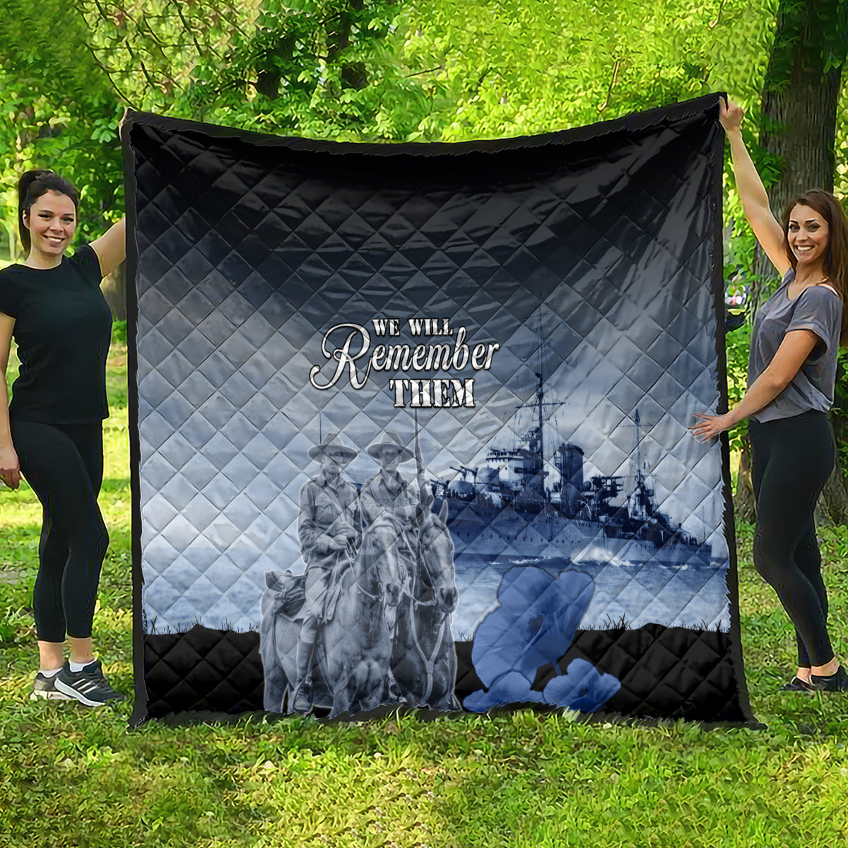 New Zealand ANZAC Day Quilt HMNZS Achilles We Will Remember Them