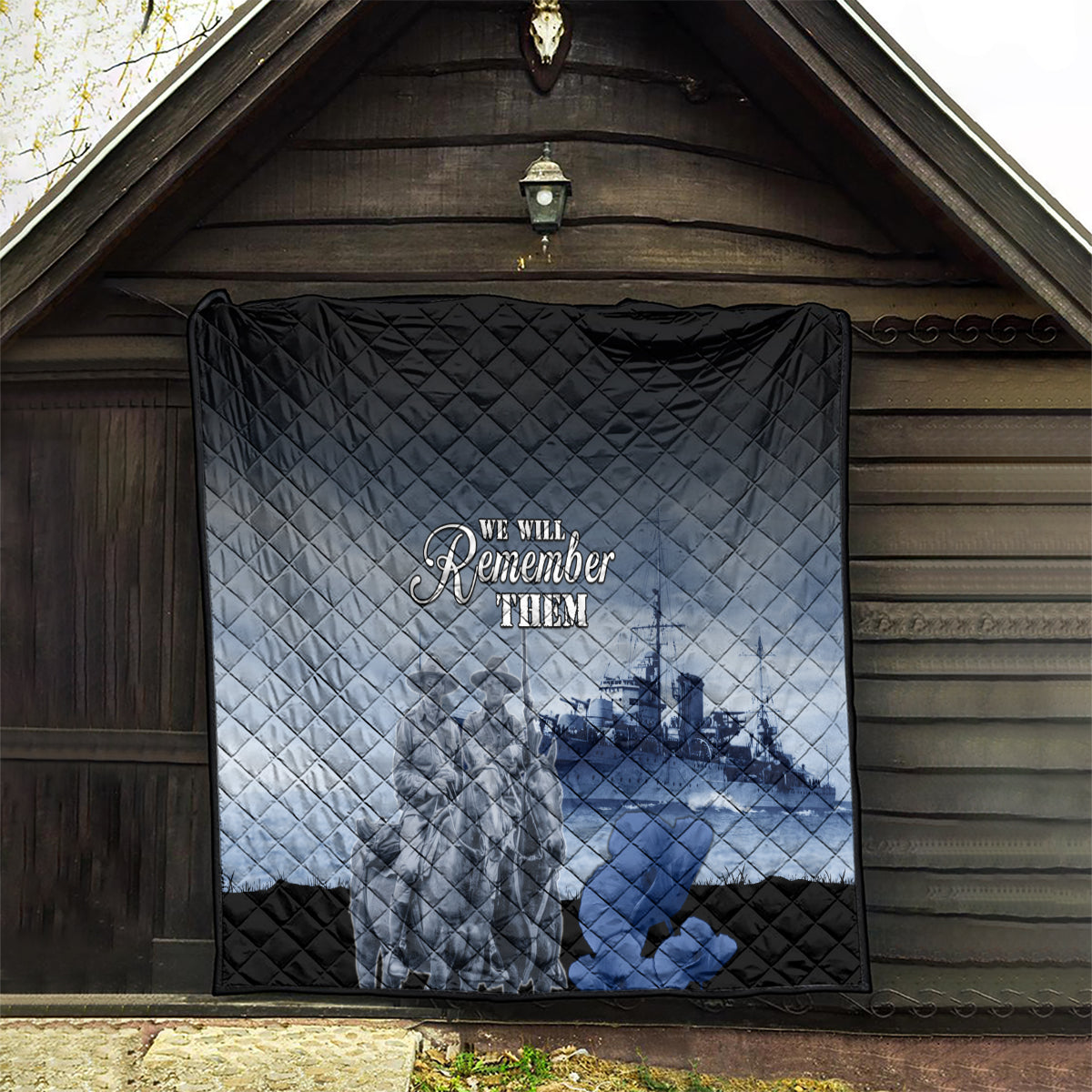New Zealand ANZAC Day Quilt HMNZS Achilles We Will Remember Them