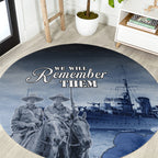 New Zealand ANZAC Day Round Carpet HMNZS Achilles We Will Remember Them