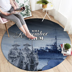 New Zealand ANZAC Day Round Carpet HMNZS Achilles We Will Remember Them