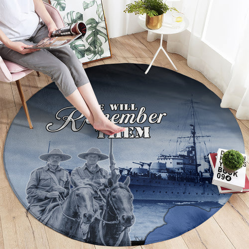 New Zealand ANZAC Day Round Carpet HMNZS Achilles We Will Remember Them