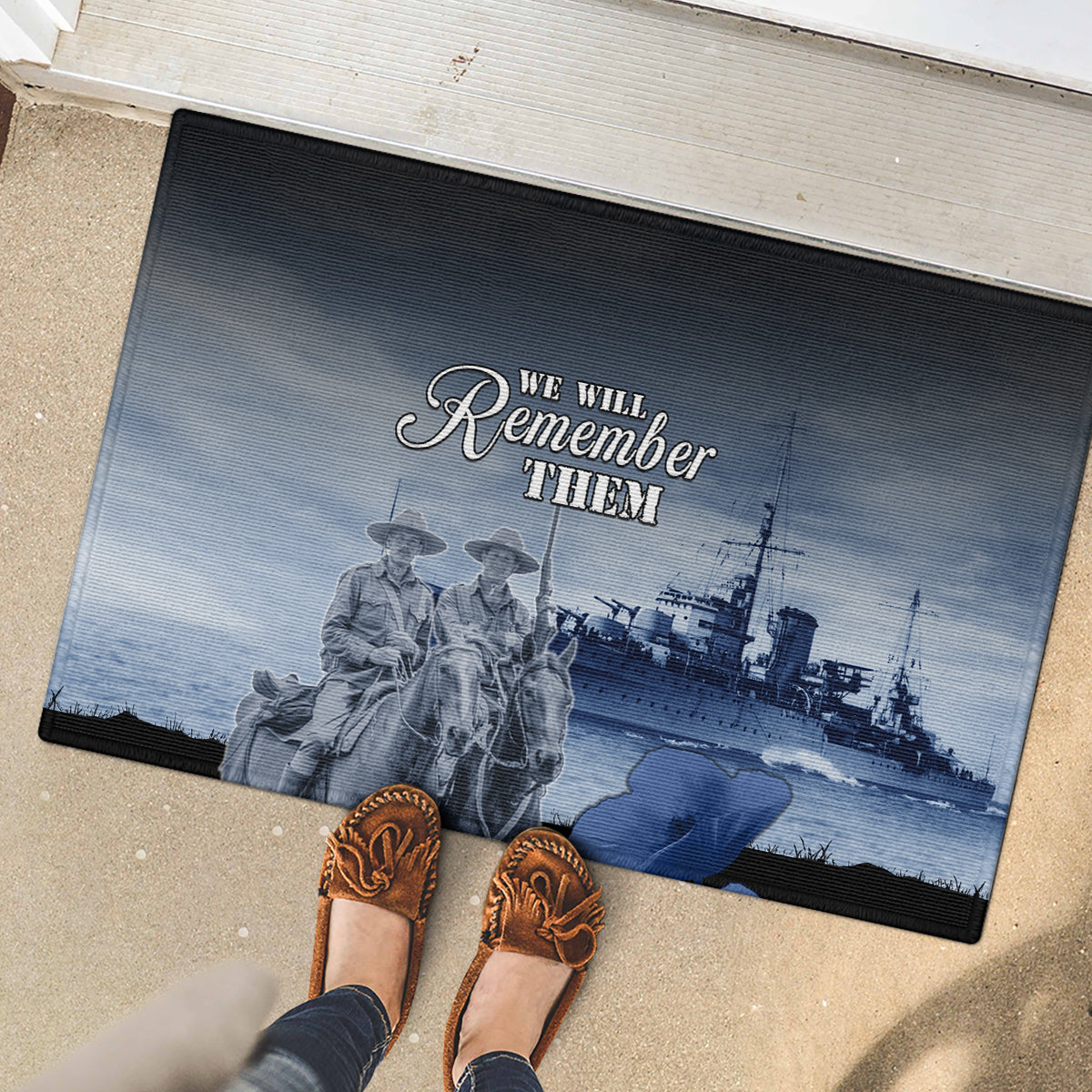 New Zealand ANZAC Day Rubber Doormat HMNZS Achilles We Will Remember Them