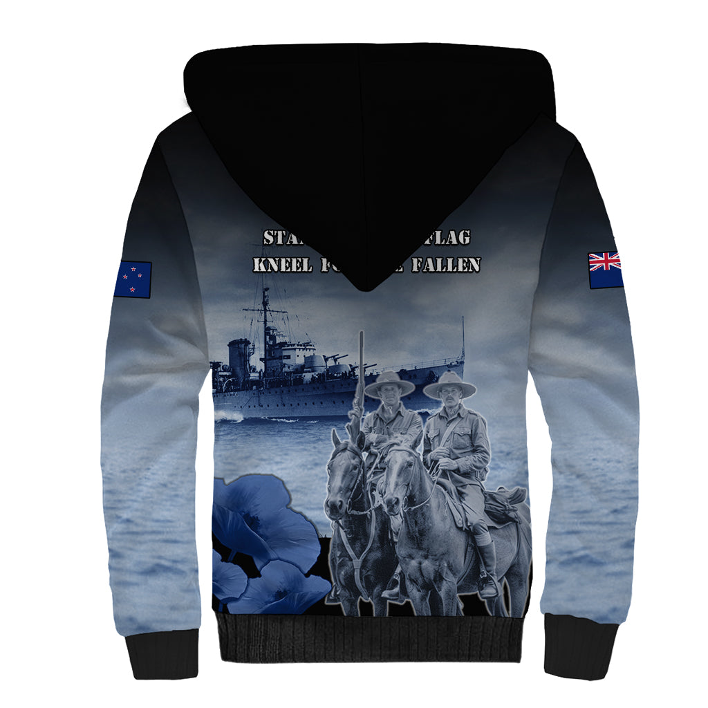 New Zealand ANZAC Day Sherpa Hoodie HMNZS Achilles We Will Remember Them