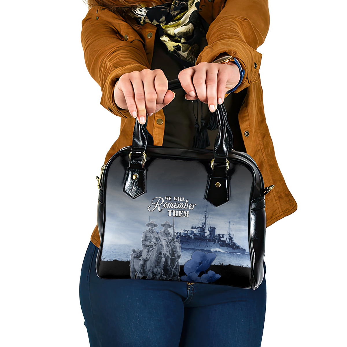 New Zealand ANZAC Day Shoulder Handbag HMNZS Achilles We Will Remember Them