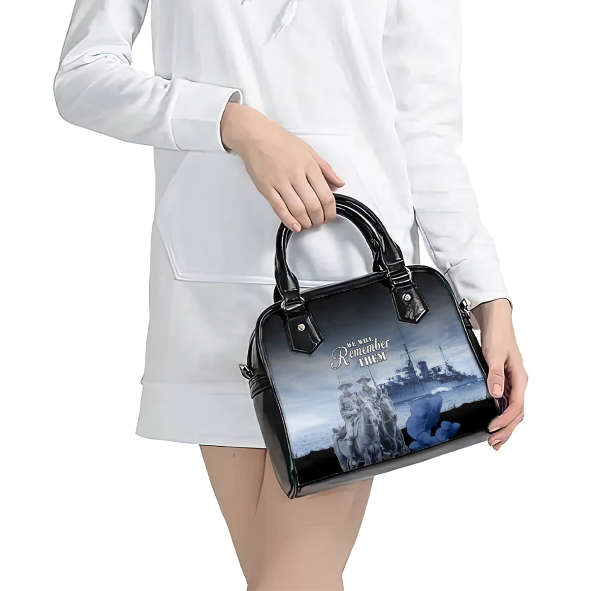 New Zealand ANZAC Day Shoulder Handbag HMNZS Achilles We Will Remember Them