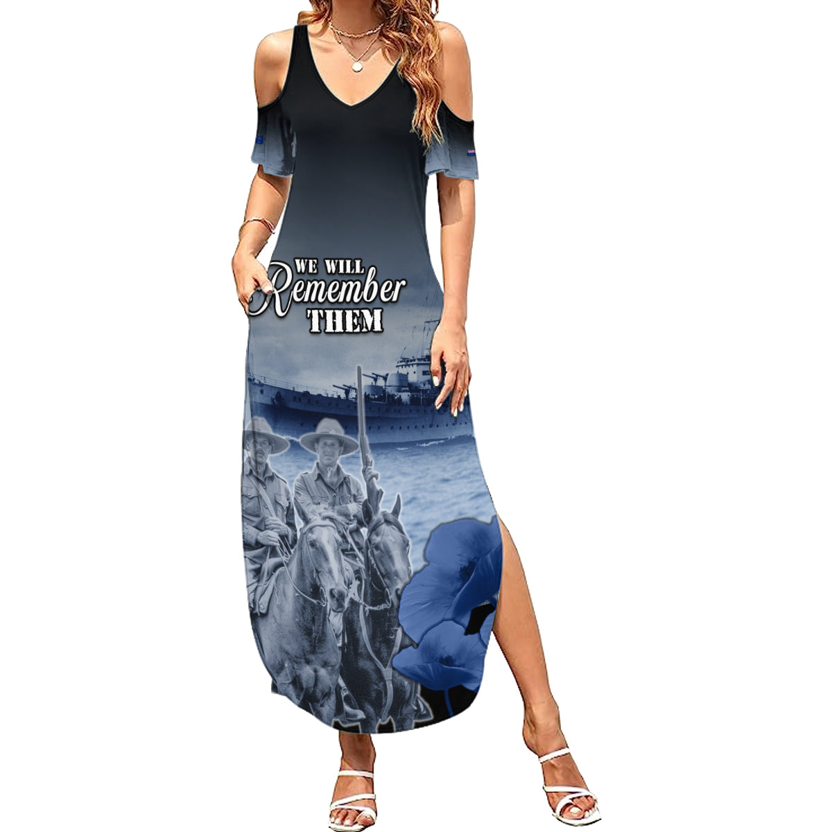 New Zealand ANZAC Day Summer Maxi Dress HMNZS Achilles We Will Remember Them