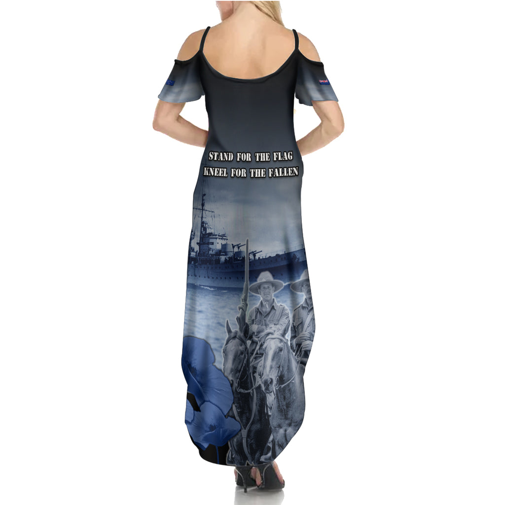 New Zealand ANZAC Day Summer Maxi Dress HMNZS Achilles We Will Remember Them